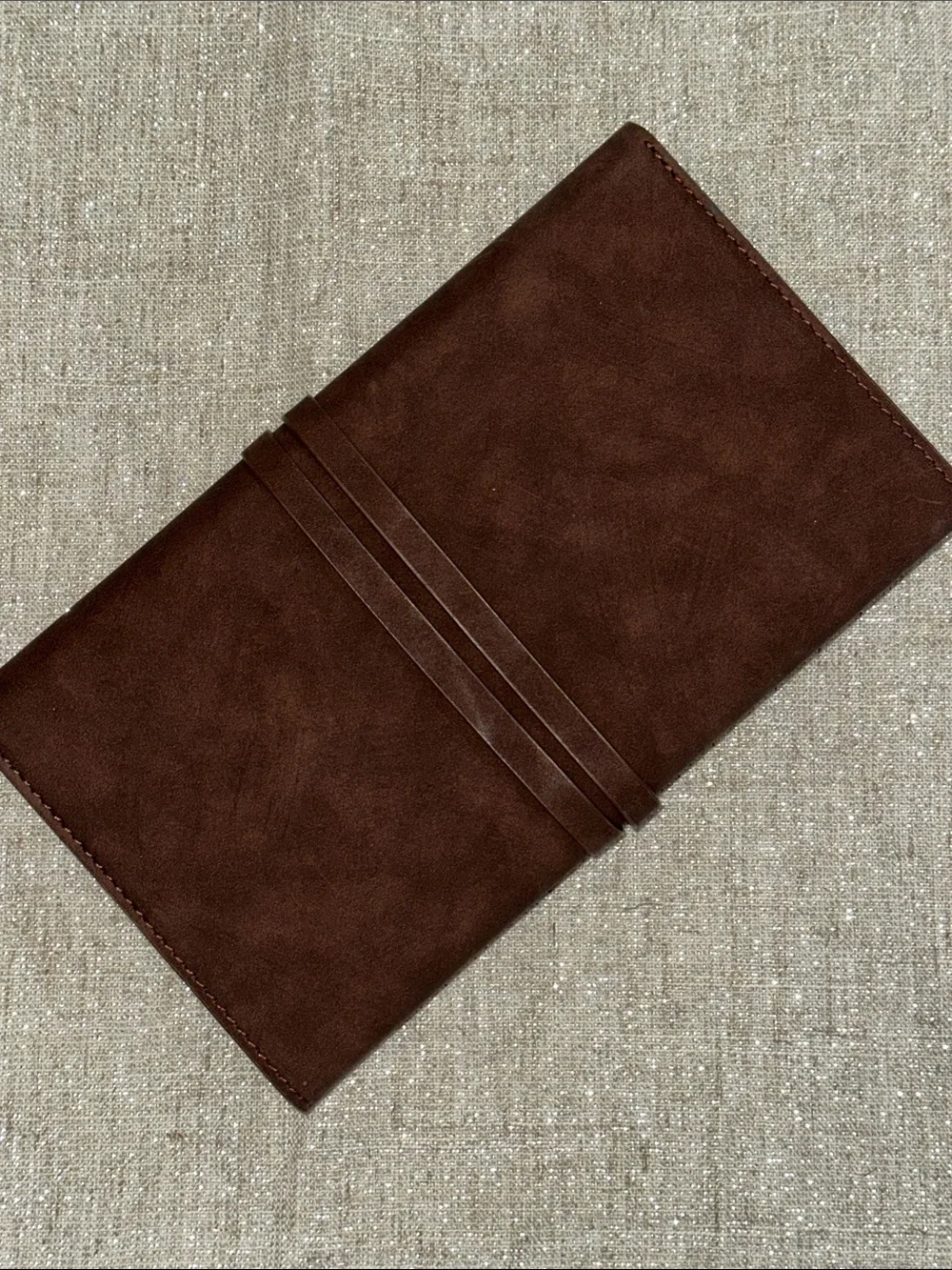 Dark Brown Leather Journal Envelope Notepad Wrap Around Closure Like New